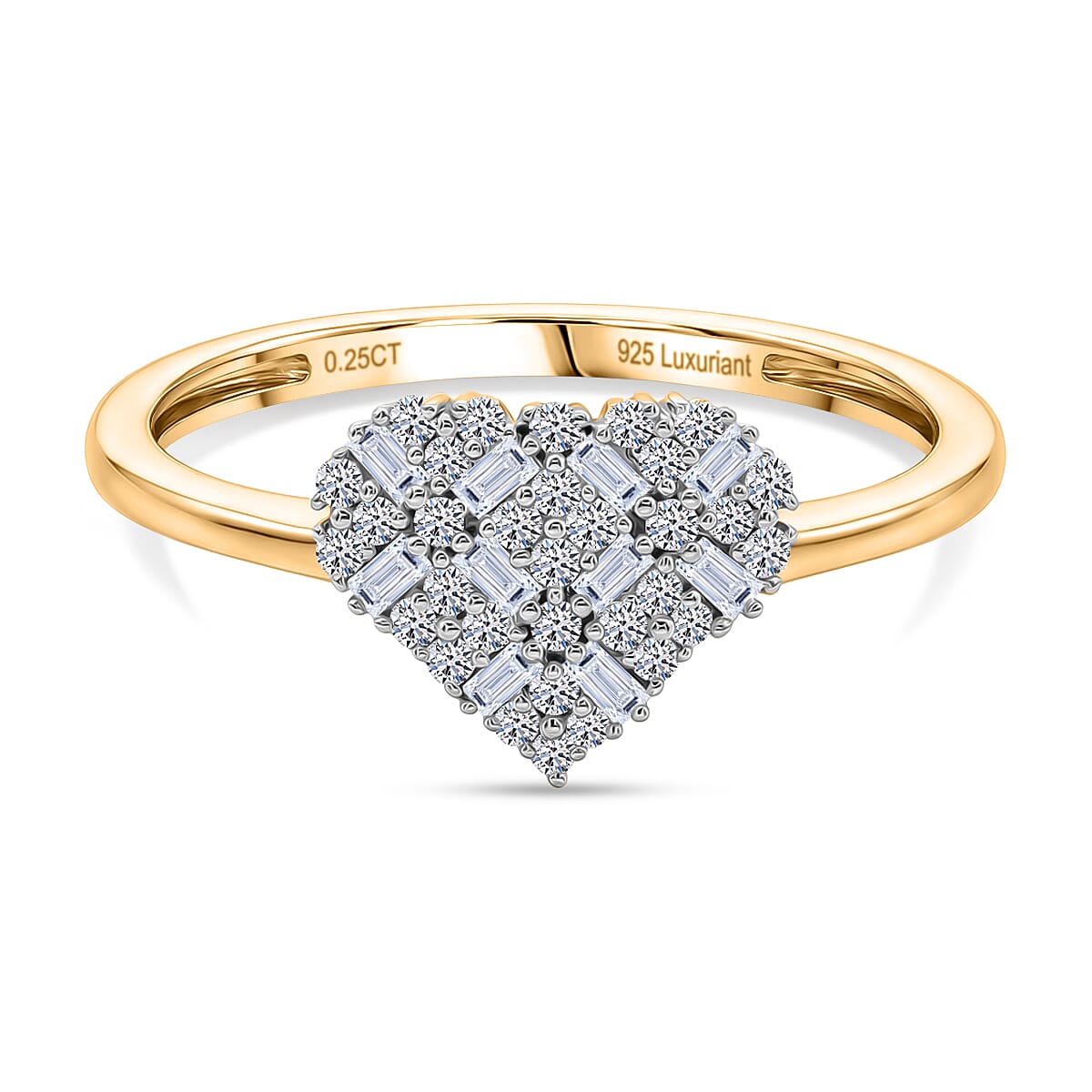 Luxuriant Lab Grown Diamond Ring in 18K YG VermeilSterling Silver  0.250  Ct.