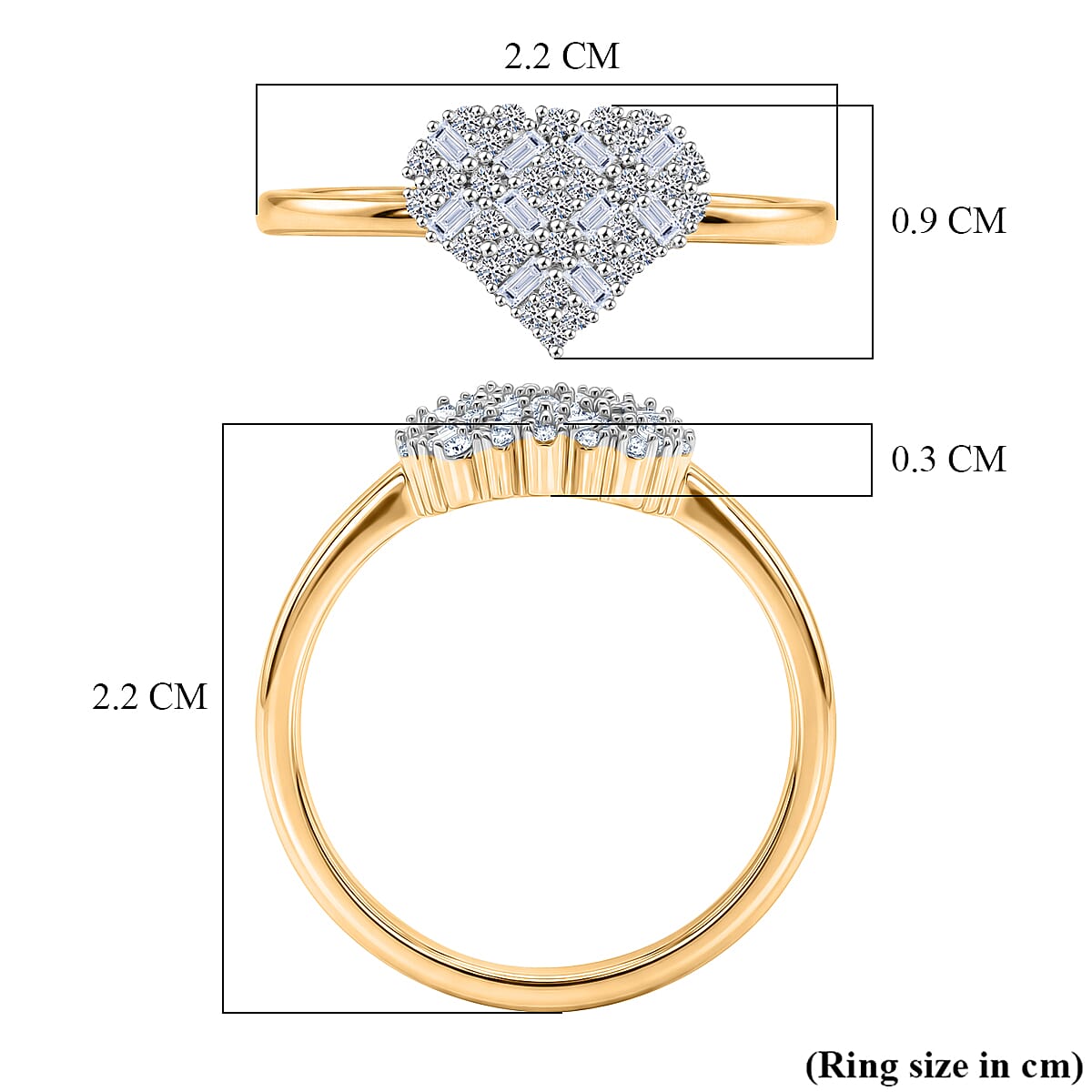 Luxuriant Lab Grown Diamond Ring in 18K YG VermeilSterling Silver  0.250  Ct.