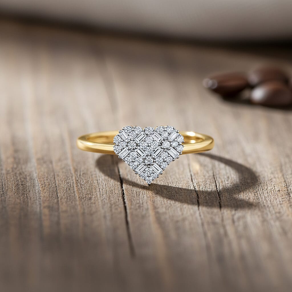 Luxuriant SI-GH Lab Grown Diamond Ring in 18K Vermeil Yellow Gold Plated Sterling Silver