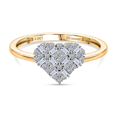 Luxuriant SI-GH Lab Grown Diamond Ring in 18K Vermeil Yellow Gold Plated Sterling Silver