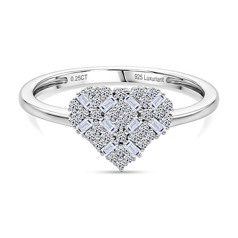 Luxuriant SI-GH Lab Grown Diamond Ring in Rhodium Overlay Sterling Silver