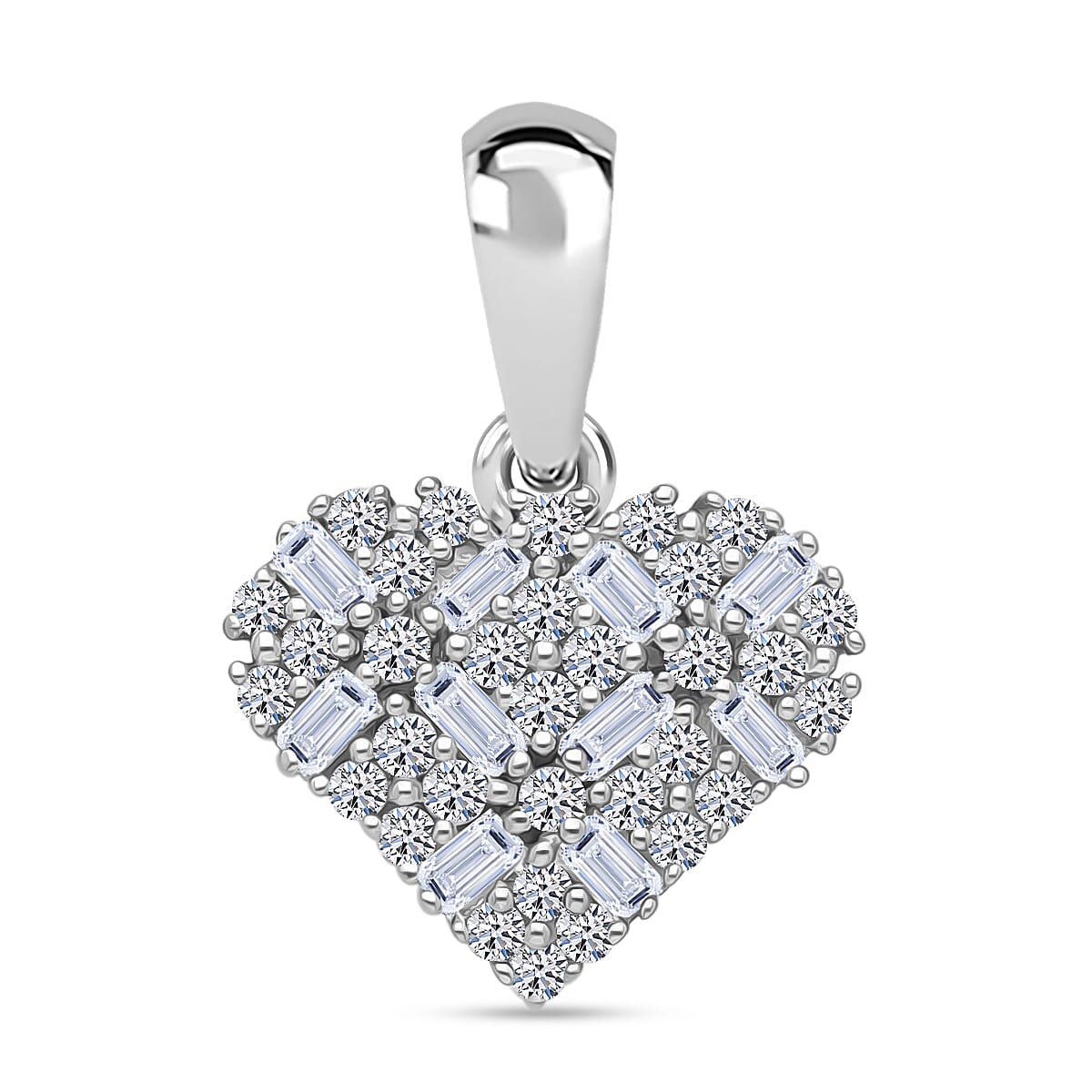 Luxuriant SI-GH Lab Grown Diamond Pendant in Rhodium Overlay Sterling Silver 0.25 Ct.