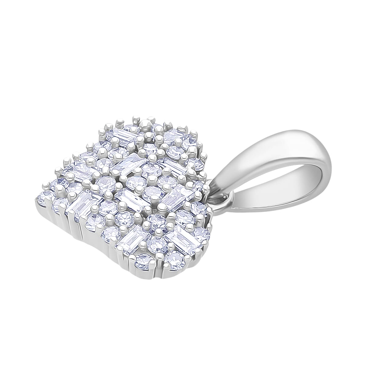 Luxuriant SI-GH Lab Grown Diamond Pendant in Rhodium Overlay Sterling Silver 0.25 Ct.