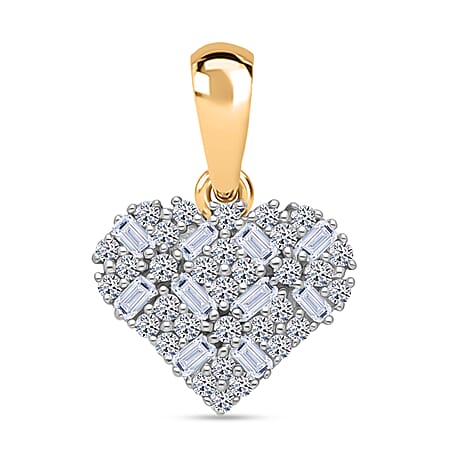 LUXURIANT Lab Grown Diamond Cluster Heart Pendant in 18K Vermeil Yellow Gold Plated Sterling Silver 0.25 Ct. (SI-GH)