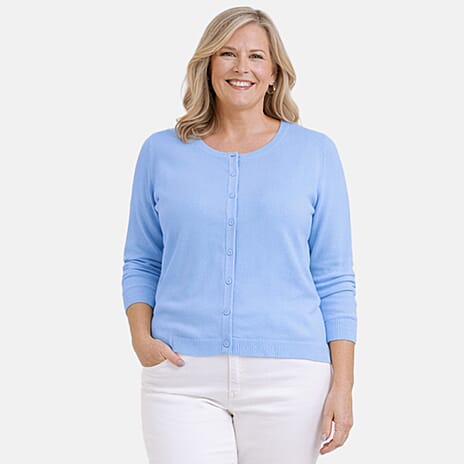 Pure And Natural Crew Neck Cardigans (Size 10) - Sky Blue