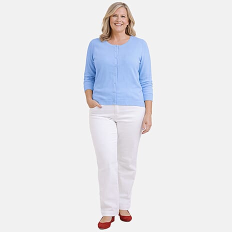 Pure And Natural Crew Neck Cardigans (Size 16) - Sky Blue