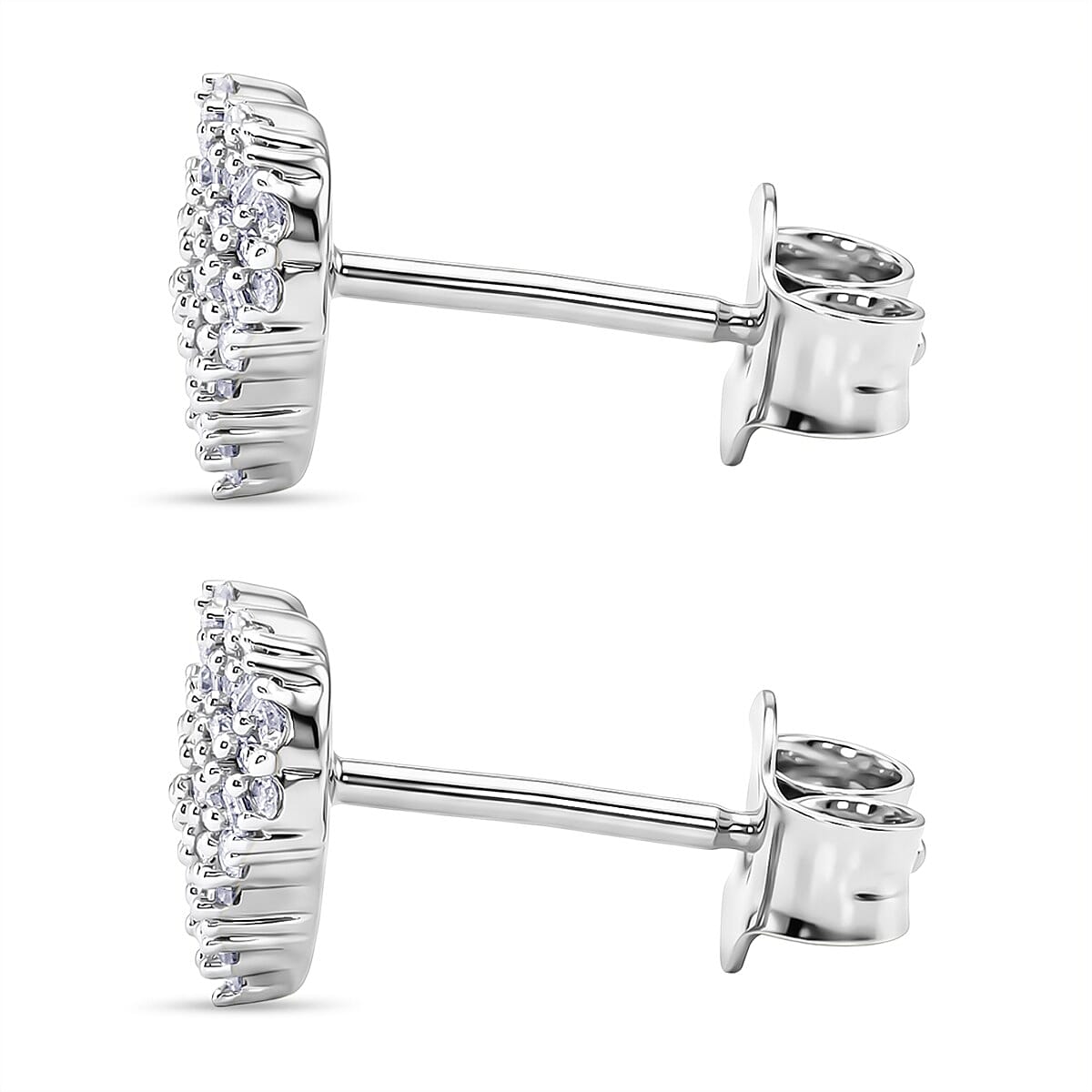 Luxuriant SI-GH Lab Grown Diamond Push Post Earring in Rhodium Overlay Sterling Silver
