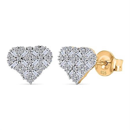 LUXURIANT Lab Grown Diamond Cluster Heart Push Post Earring in 18K Vermeil Yellow Gold Over Sterling Silver 0.29 Ct. (SI-GH)