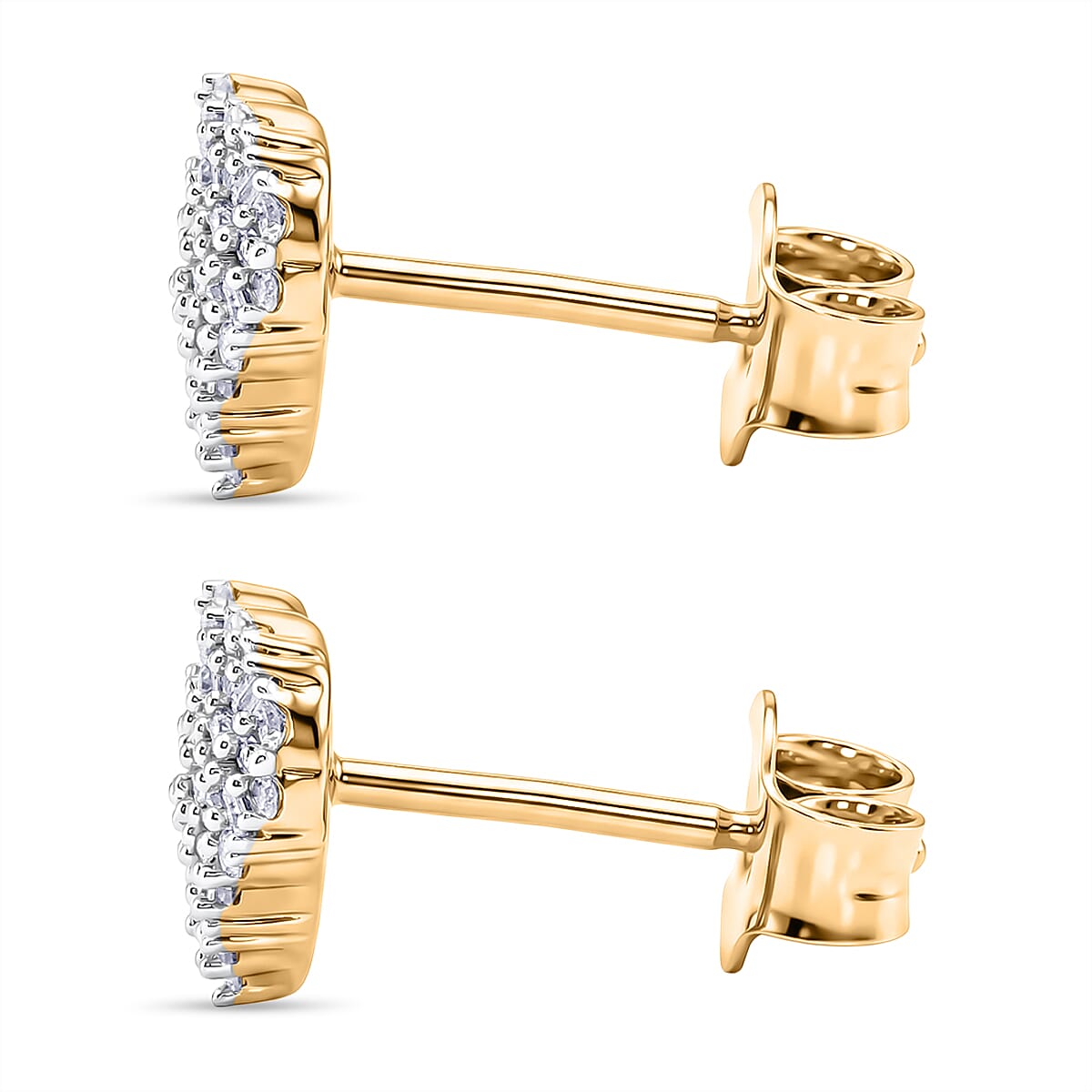Luxuriant SI-GH Lab Grown Diamond Push Post Earring in 18K Vermeil Yellow Gold Plated Sterling Silver 0.29 Ct.