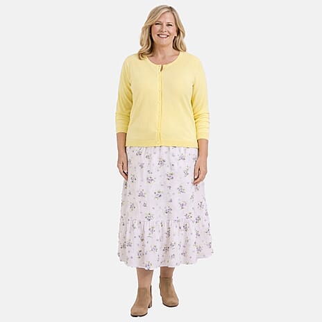 Pure And Natural Crew Neck Knitted Cardigans (Size 12) - Lemon