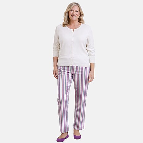 Pure And Natural Crew Neck Knitted Cardigans (Size 18) - White