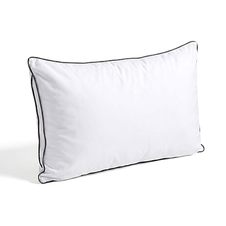 Livmore Hotel Quality Super Soft Pillow Enhancer Fillled with Faux Down (Size 50x75 cm - White with Silver Piping