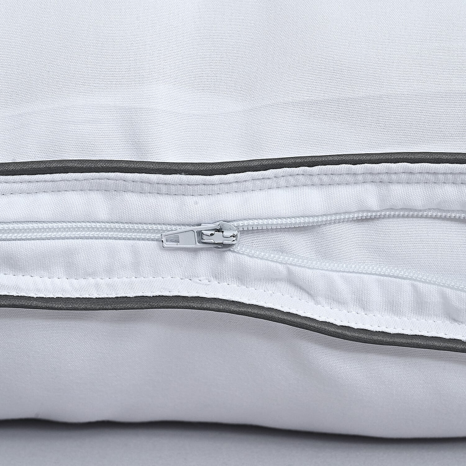 Livmore Hotel Quality Super Soft Pillow Enhancer Filled with Faux Down (Size 50x75 cm) - White with Silver Piping
