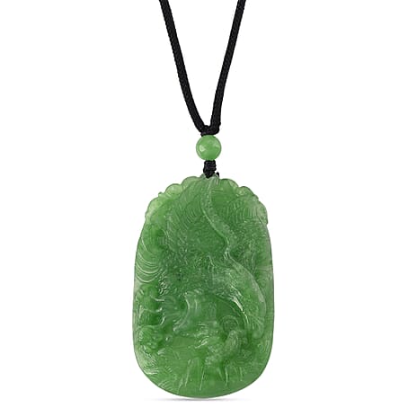 Enhanced Green Jade Beads Necklace (Size - 28) with Adjustable Cotton Thread 110.00 Ct.