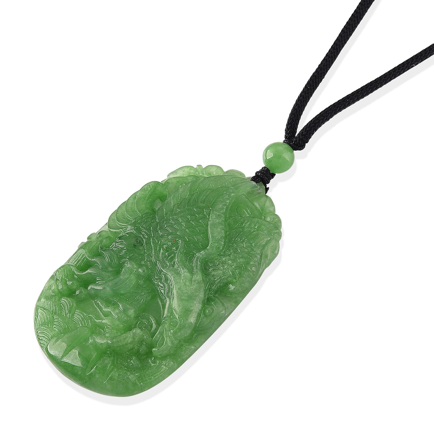 Enhanced Green Jade Beads Necklace (Size - 28) with Adjustable Cotton Thread 110.00 Ct.