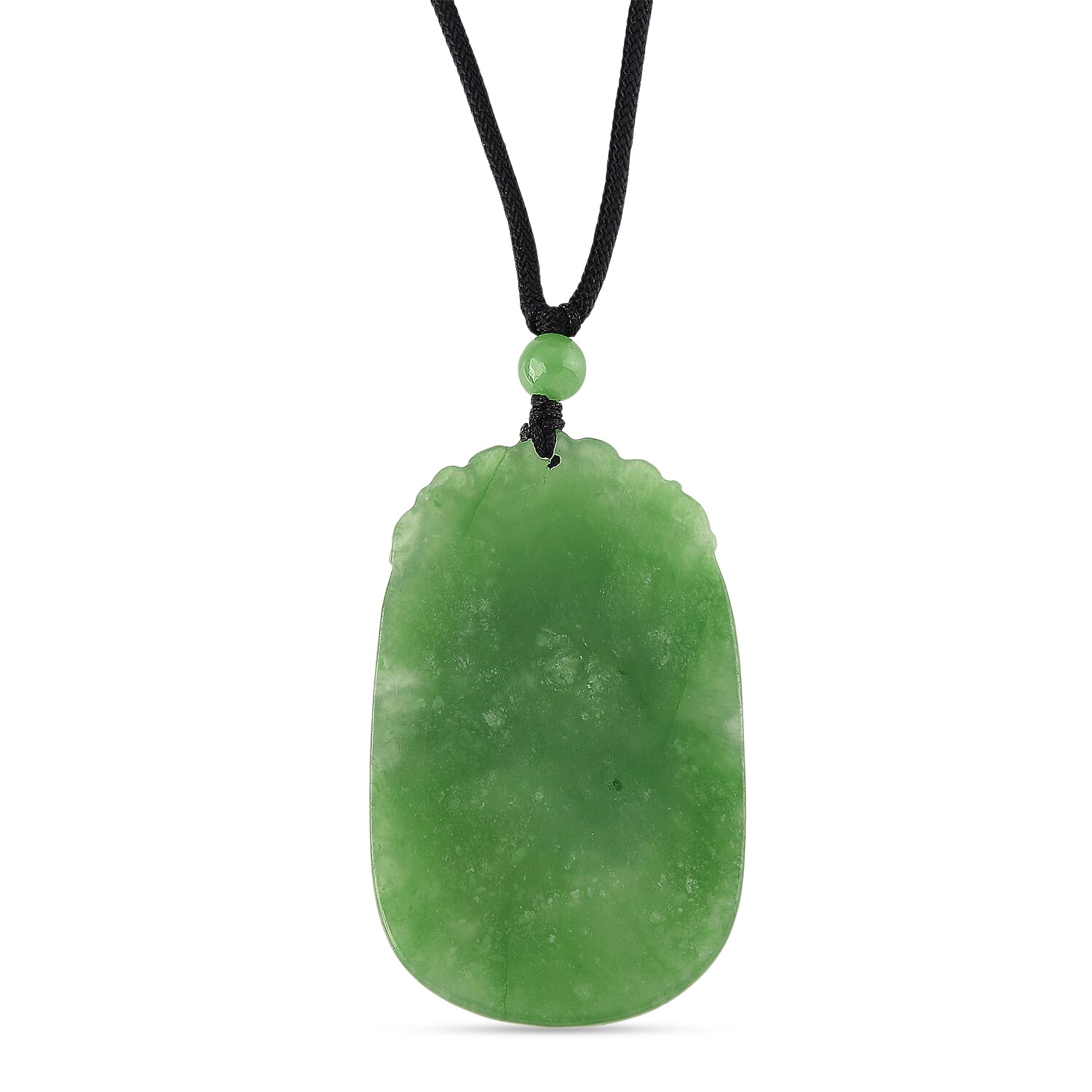 Enhanced Green Jade Beads Necklace (Size - 28) with Adjustable Cotton Thread 110.00 Ct.