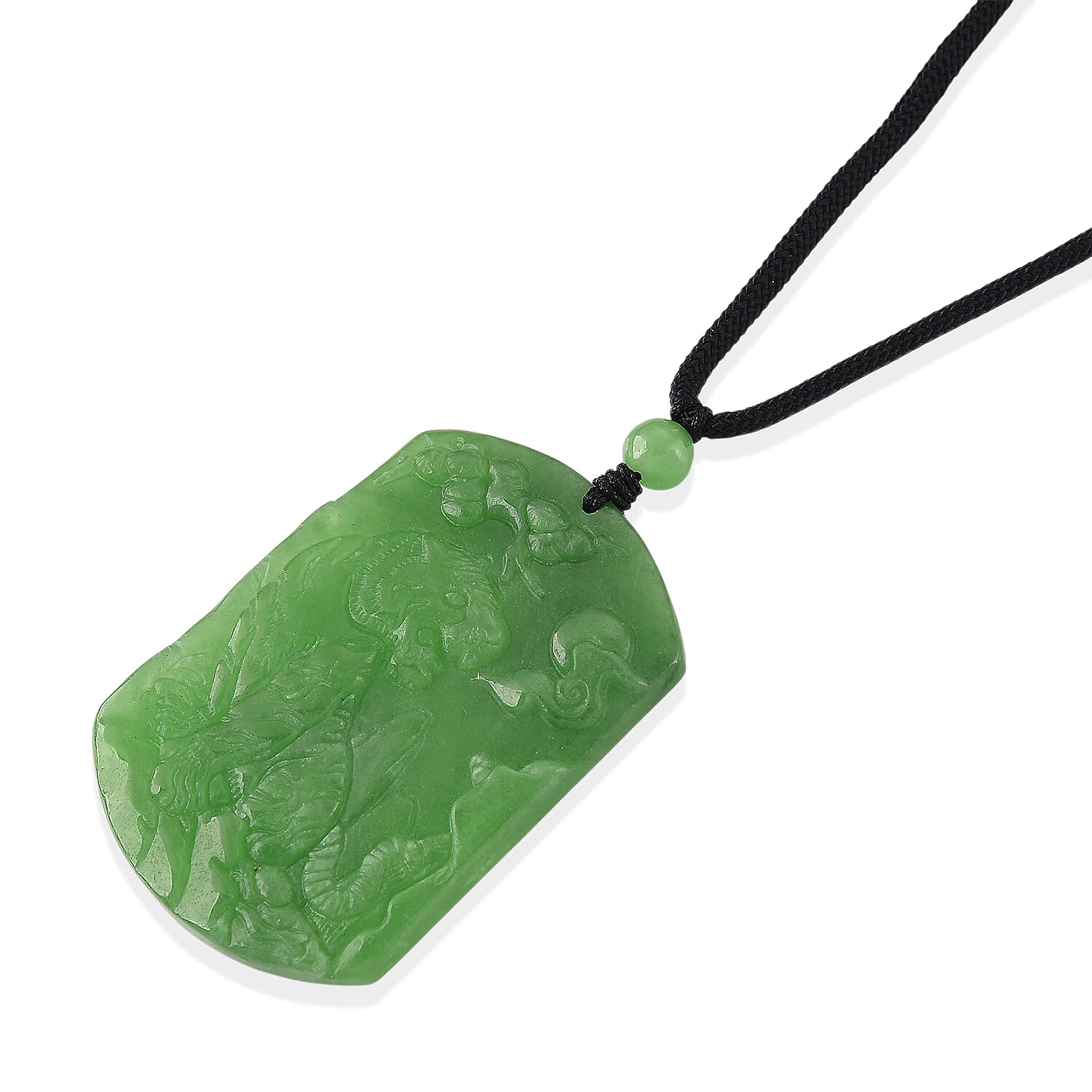 Enhanced Green Jade Beads Necklace (Size - 28) with Adjustable Cotton Thread 110.00 Ct.