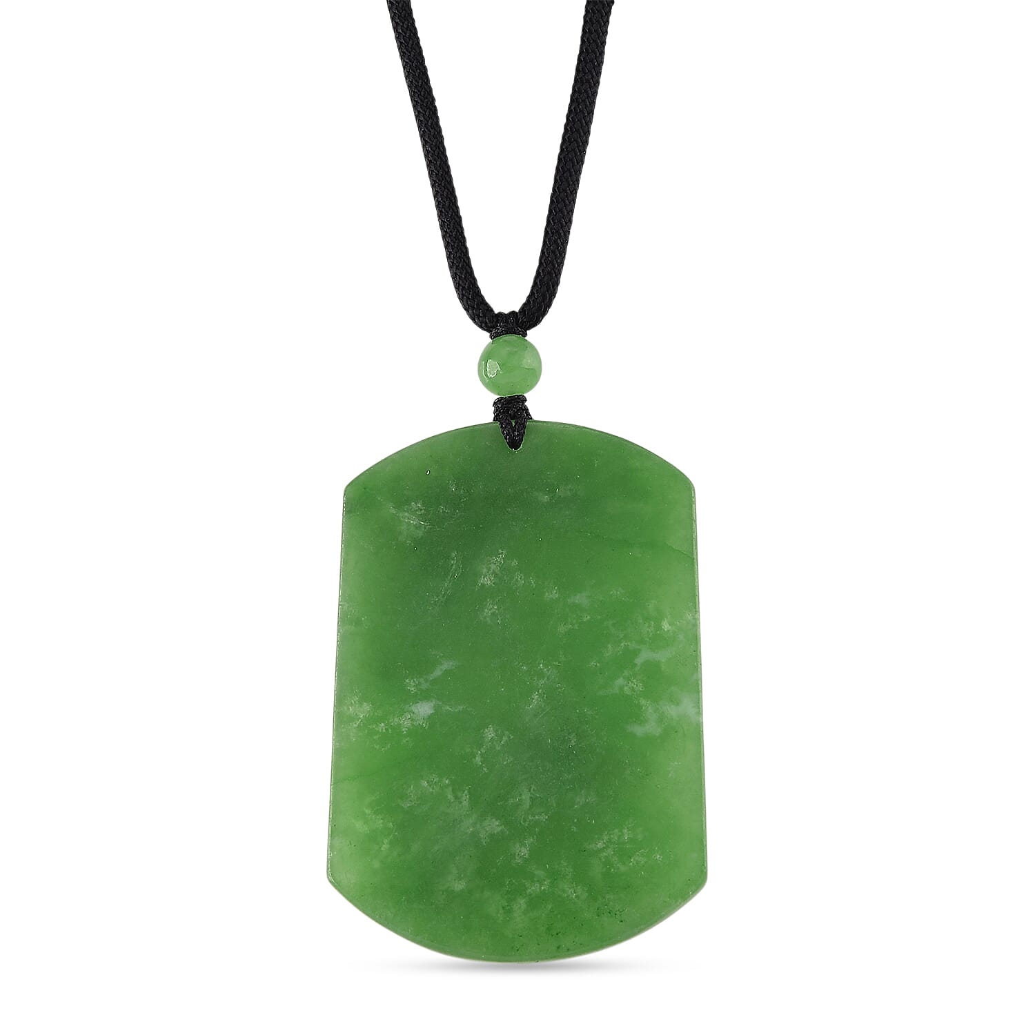 Enhanced Green Jade Beads Necklace (Size - 28) with Adjustable Cotton Thread 110.00 Ct.