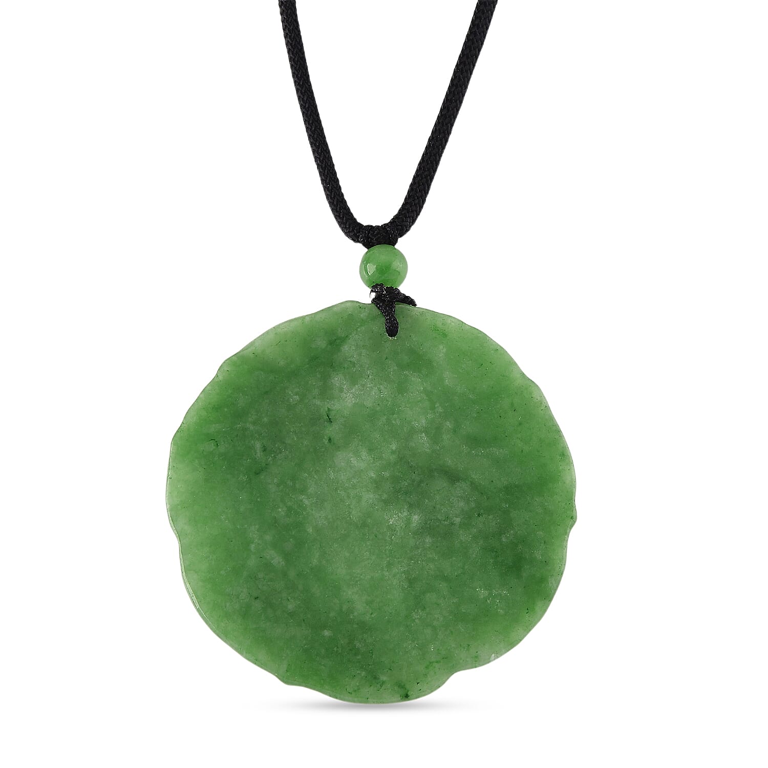 Enhanced Green Jade Beads Necklace (Size - 28) with Adjustable Cotton Thraed 110.00 Ct.