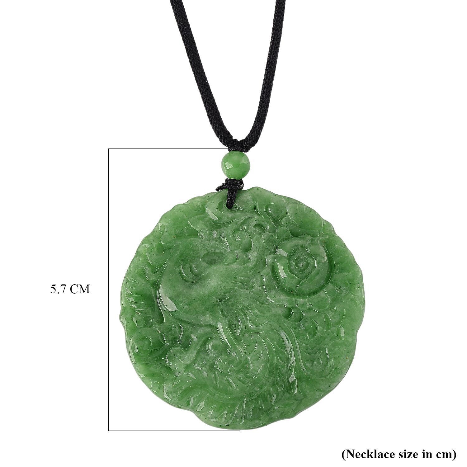 Enhanced Green Jade Beads Necklace (Size - 28) with Adjustable Cotton Thraed 110.00 Ct.