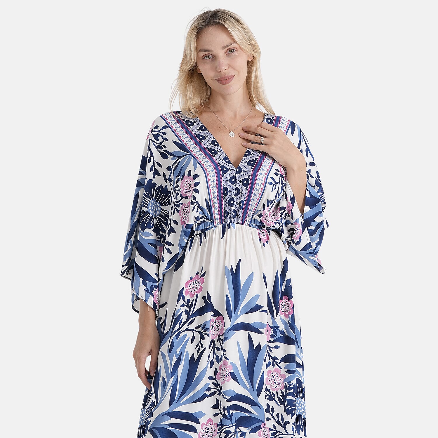 La Marey Printed Dress (Size - One Size) - White Blue