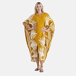 La Marey Print Kaftan (One Size, 8-22) - Forest Green & White