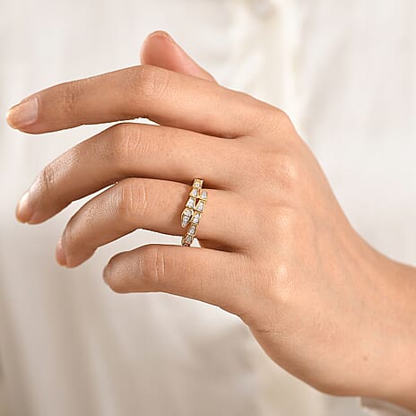 Luxuriant SI-G-H Lab Grown Diamond Band Ring in 18K Vermeil Yellow Gold Plated Sterling Silver