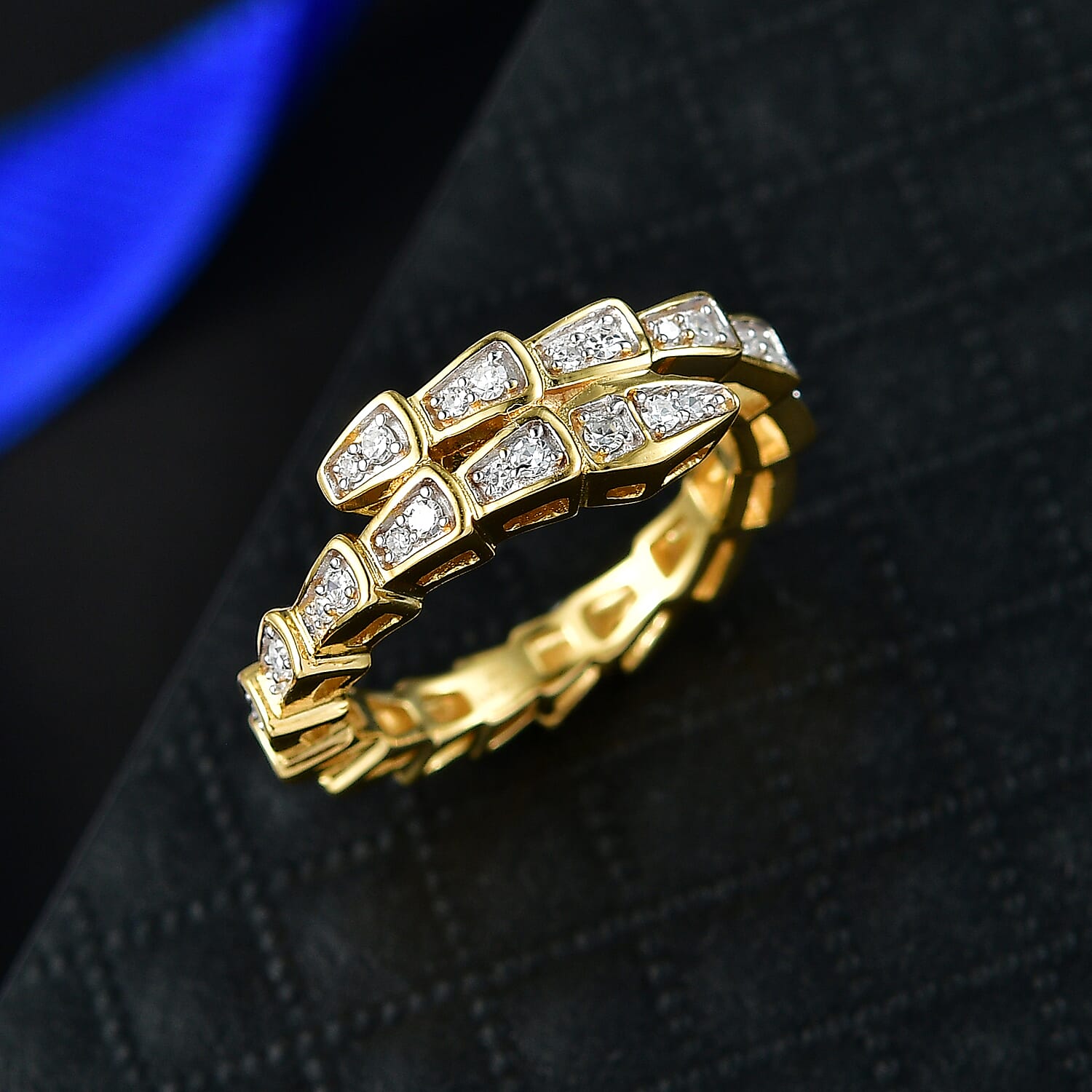 Luxuriant - Lab Grown Diamond (SI-G-H) Serpentine Band Ring in 18K Vermeil Yellow Gold Plated Sterling Silver 0.28 Ct