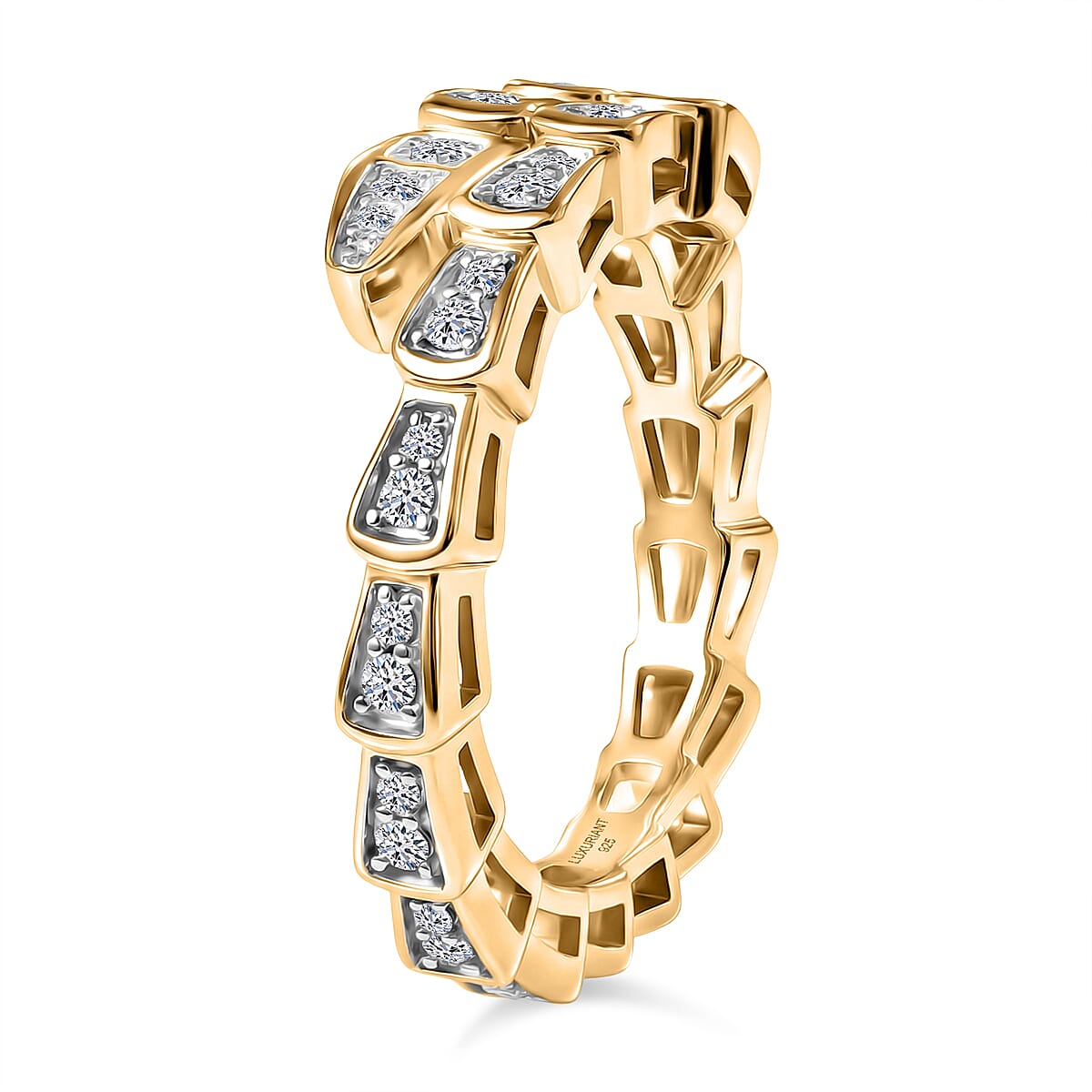 Luxuriant - Lab Grown Diamond (SI-G-H) Serpentine Band Ring in 18K Vermeil Yellow Gold Plated Sterling Silver 0.28 Ct