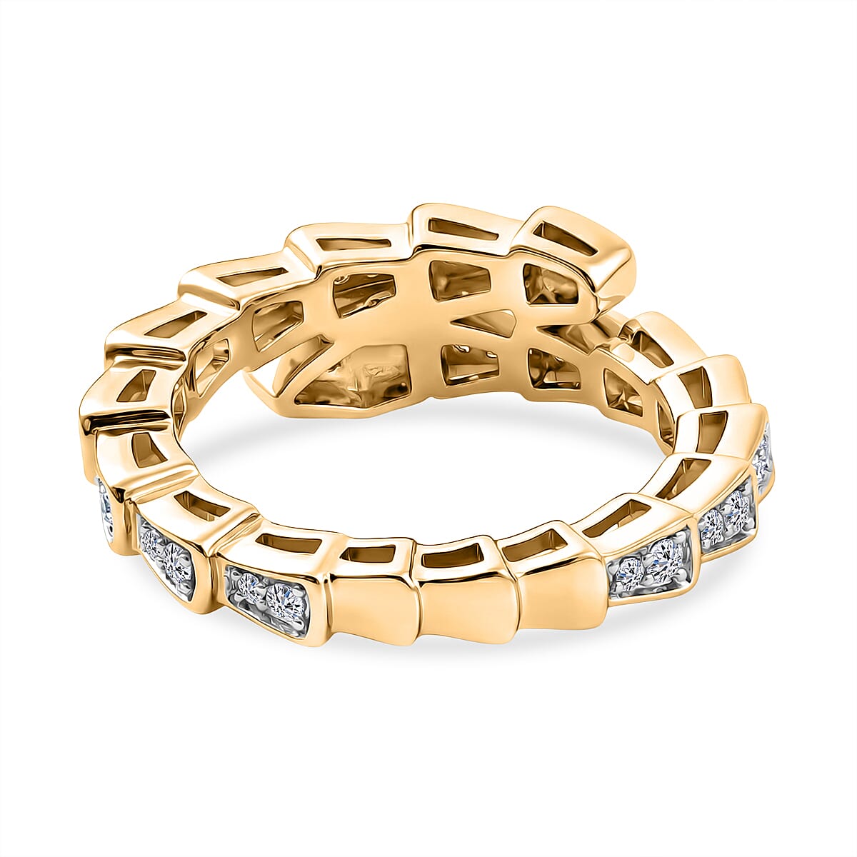 Luxuriant - Lab Grown Diamond (SI-G-H) Serpentine Band Ring in 18K Vermeil Yellow Gold Plated Sterling Silver 0.28 Ct