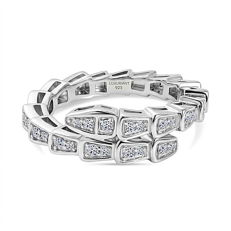 Luxuriant SI-G-H Lab Grown Diamond Band Ring in Rhodium Overlay Sterling Silver