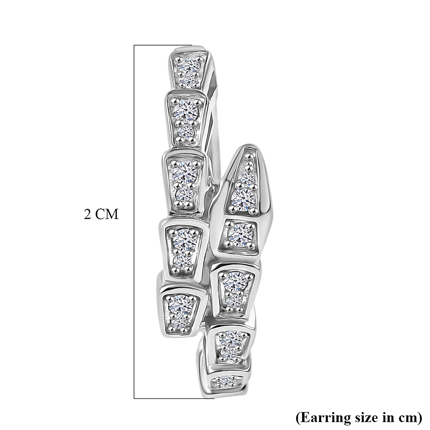 Luxuriant SI-G-H Lab Grown Diamond J Hoop Earring in Rhodium Overlay Sterling Silver