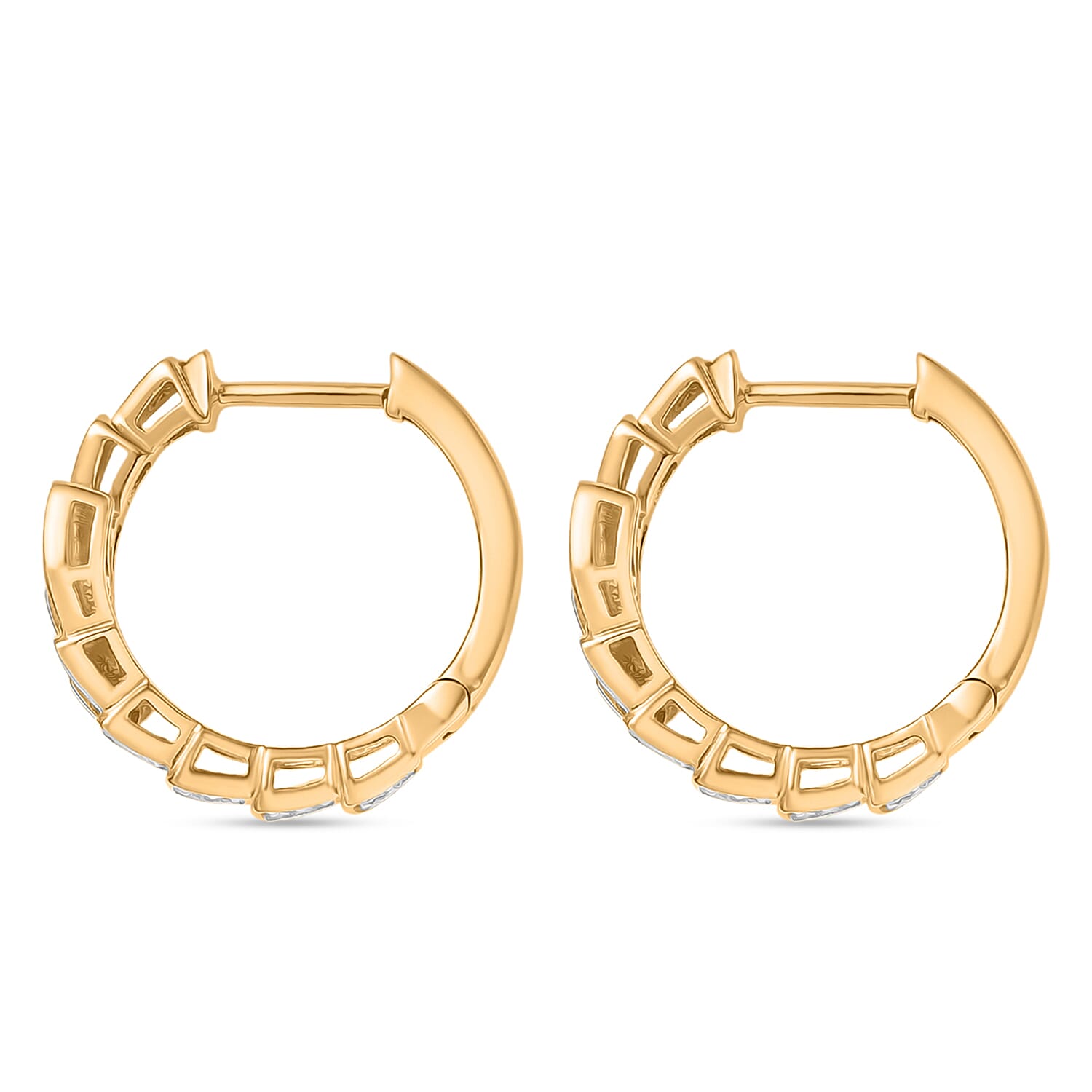 Luxuriant SI-G-H Lab Grown Diamond J Hoop Earring in 18K Vermeil Yellow Gold Plated Sterling Silver
