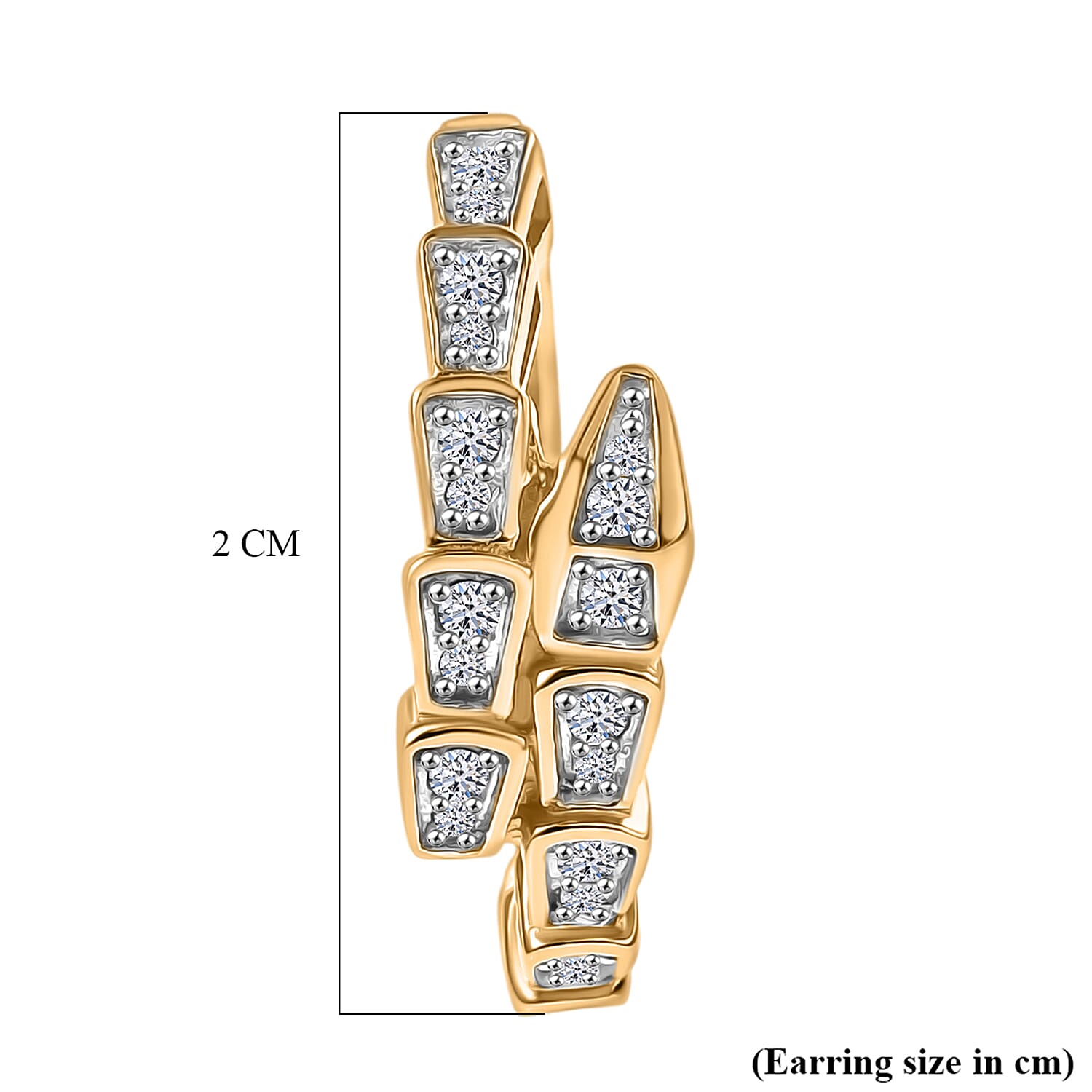 Luxuriant SI-G-H Lab Grown Diamond J Hoop Earring in 18K Vermeil Yellow Gold Plated Sterling Silver