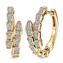 LUXURIANT Lab Grown Diamond Serpentine Hoop Earring in Rhodium Overlay Sterling Silver 0.32 Ct.