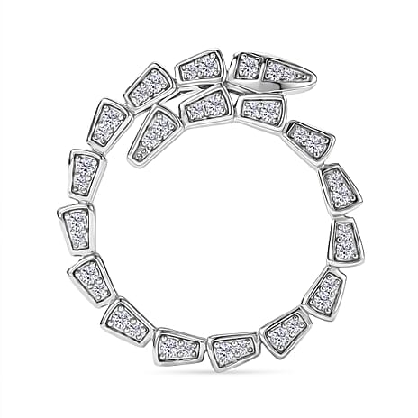 Luxuriant SI-G-H Lab Grown Diamond Circle Pendant in Rhodium Overlay Sterling Silver