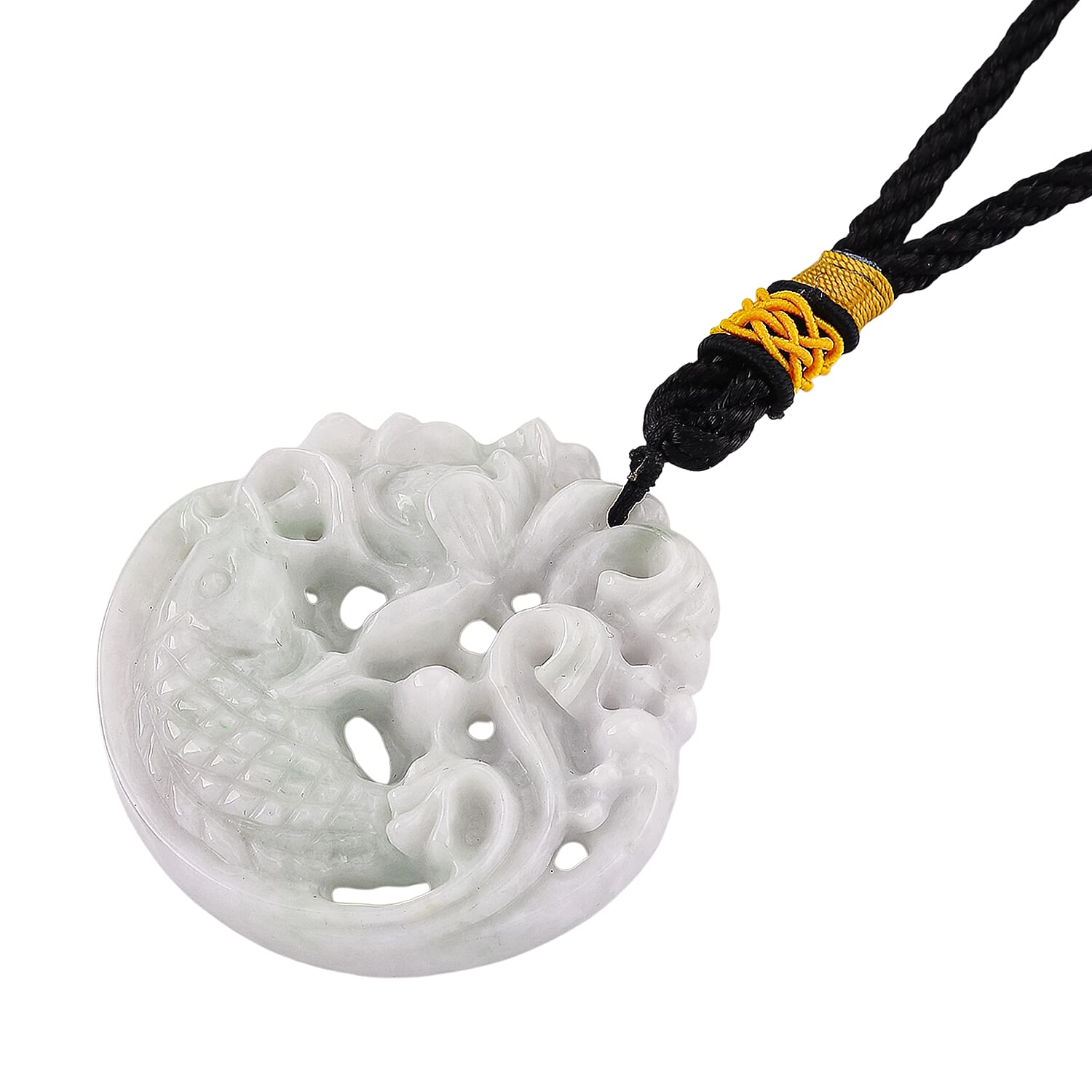 Vista Crest Hand-Carved Openwork Good Luck Charm with Black Cotton Cord 49.00 Gms