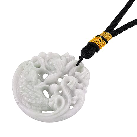 Vista Crest Hand-Carved Openwork Good Luck Charm with Black Cotton Cord 49.00 Gms