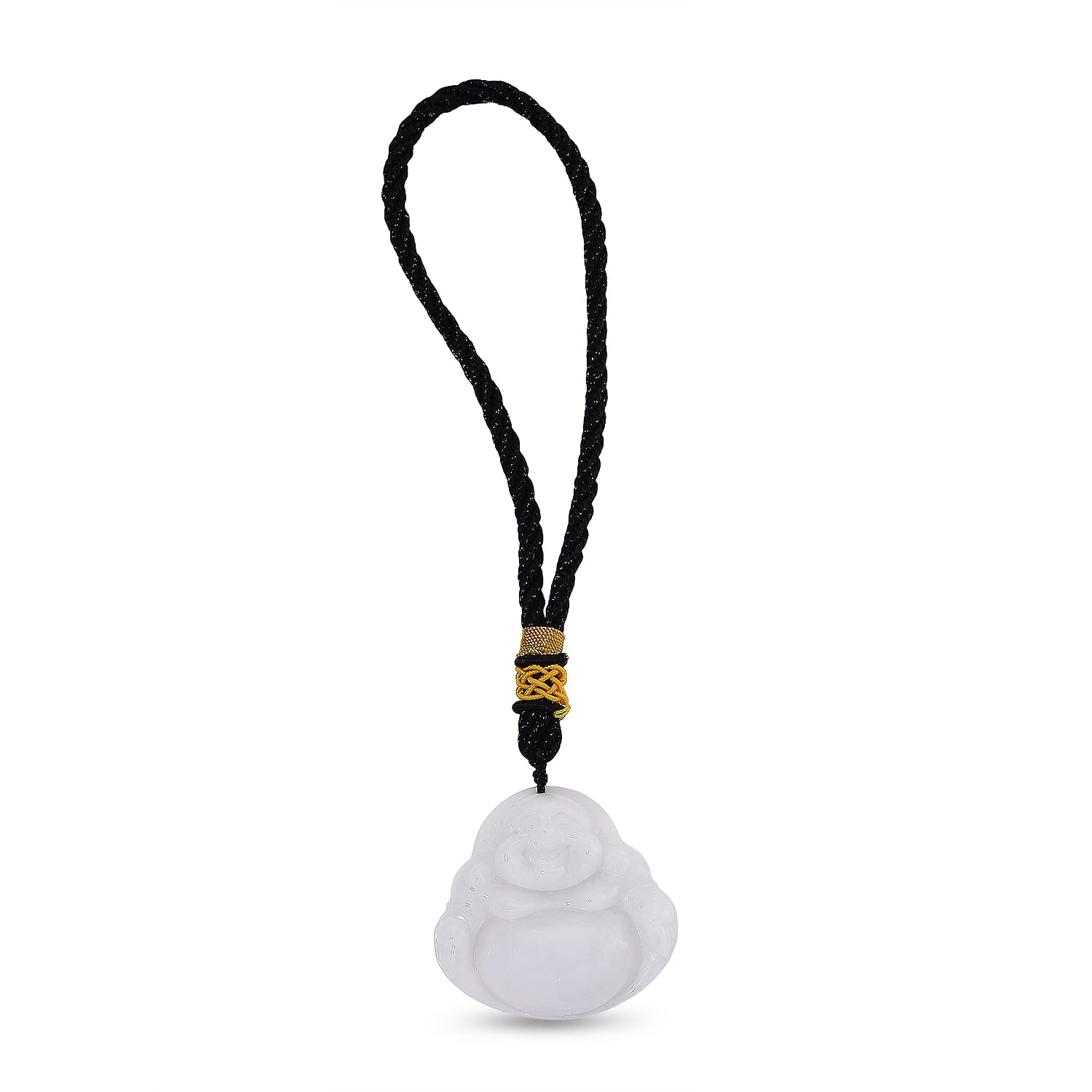 Vista Crest Natural White - Light Green Jade Laughing Buddha with Black Cotton Cord 39.00 Gms
