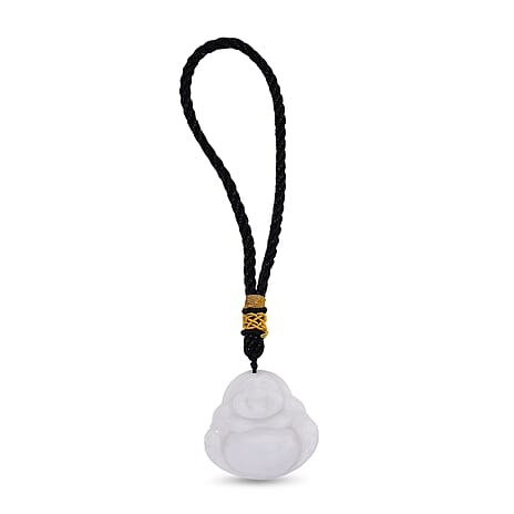 Vista Crest Natural White - Light Green Jade Laughing Buddha with Black Cotton Cord 39.00 Gms