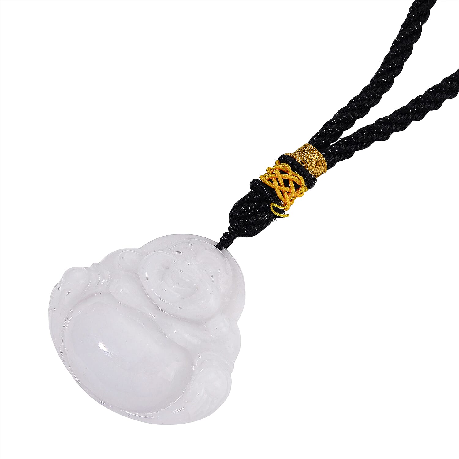 Vista Crest Natural White - Light Green Jade Laughing Buddha with Black Cotton Cord 39.00 Gms