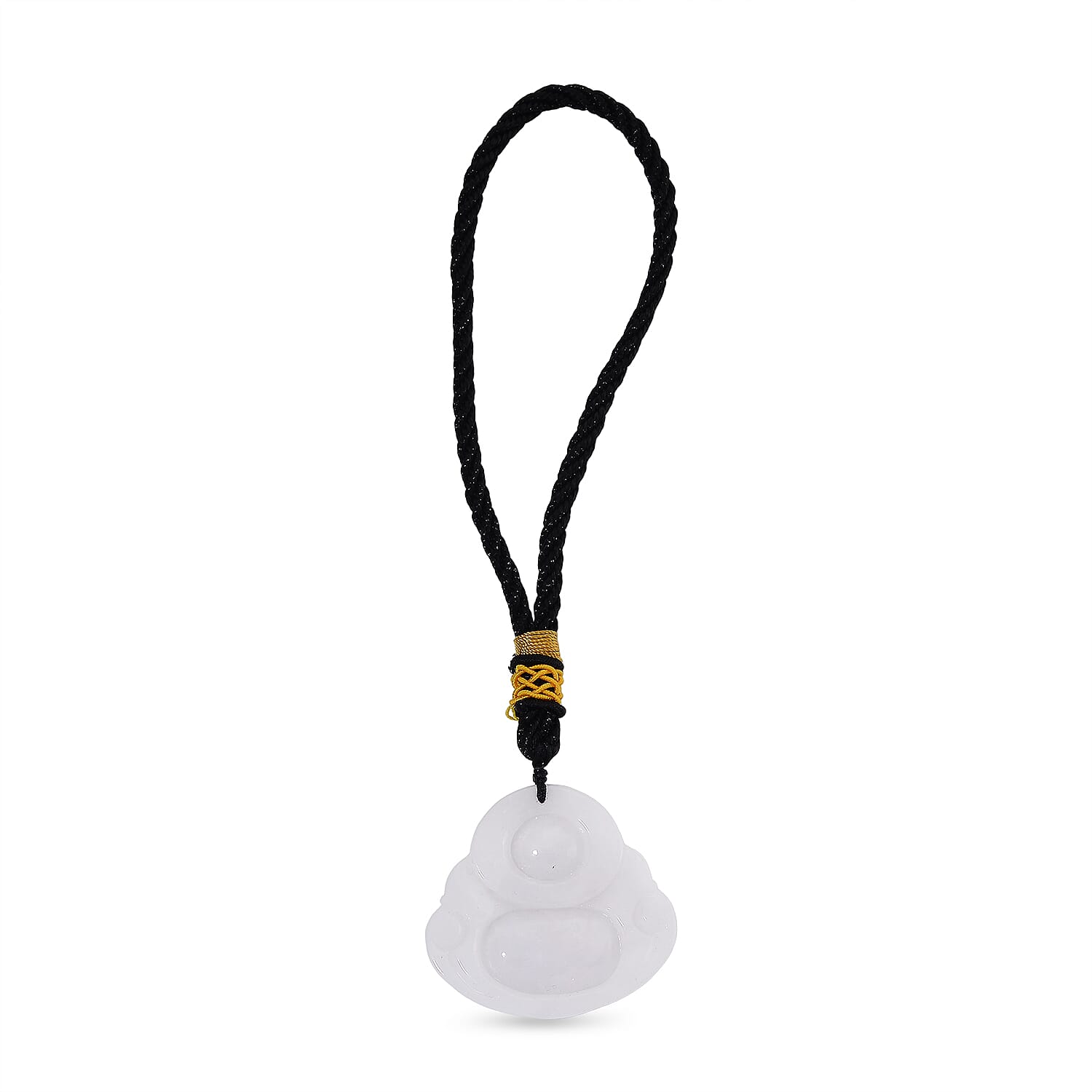 Vista Crest Natural White - Light Green Jade Laughing Buddha with Black Cotton Cord 39.00 Gms