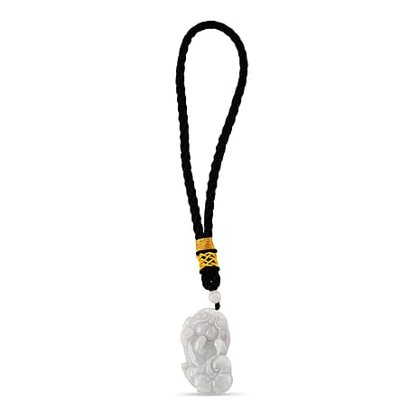 Vista Crest Natural White - Light Green Jade Hand-Carved Pixiu with Black Cotton Cord 30.00 Gms