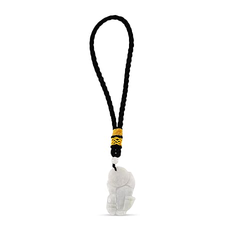 Vista Crest Natural White - Light Green Jade Hand-Carved Pixiu with Black Cotton Cord 30.00 Gms