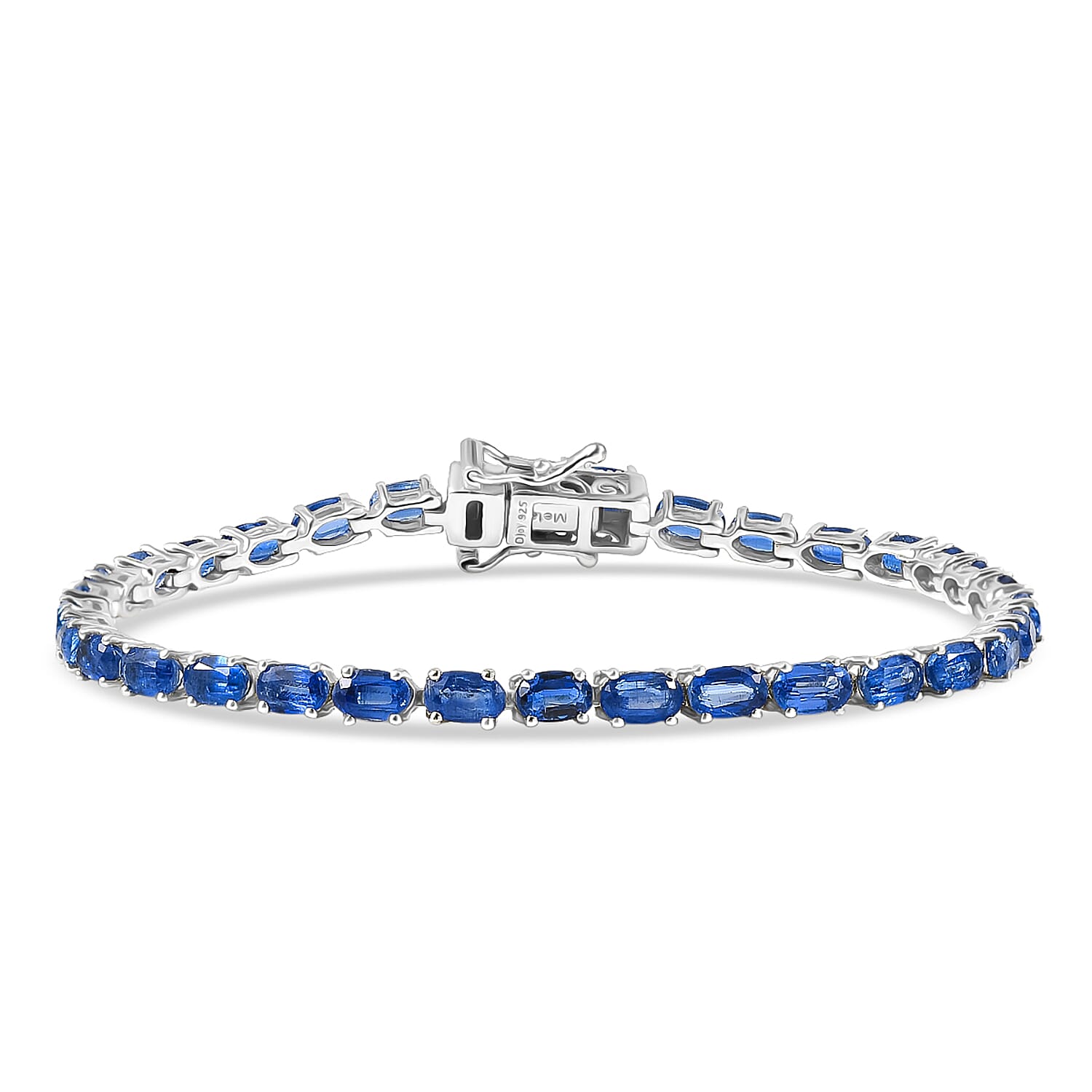 D'Joy AAA Natural Kashmir Kyanite Bracelet (Size - 7) with GB Lock Box in Rhodium Overlay Sterling Silver 11.41 Ct.