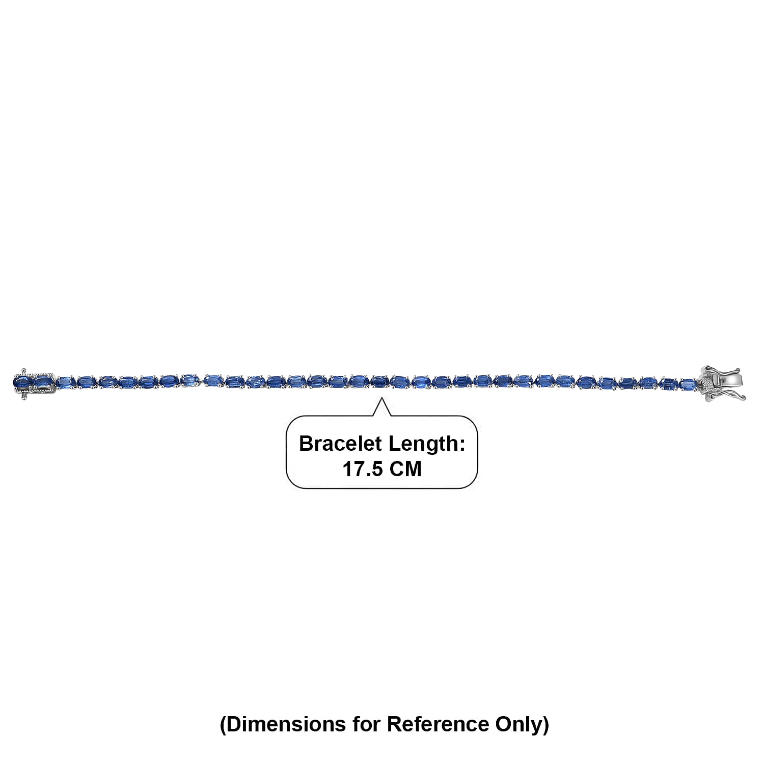 D'Joy AAA Natural Kashmir Kyanite Bracelet (Size - 7) with GB Lock Box in Rhodium Overlay Sterling Silver 11.41 Ct.
