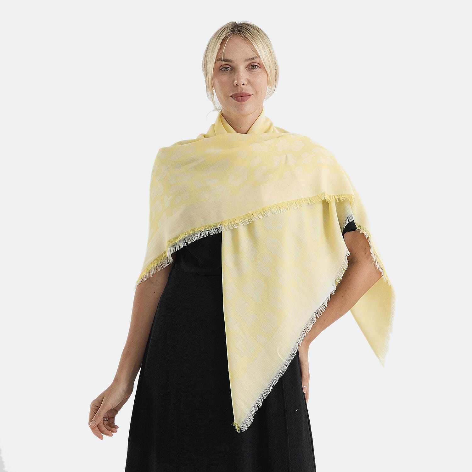 - Maisi 100% Cotton Printed Square Scarf (140 x 140 cm) - Yellow