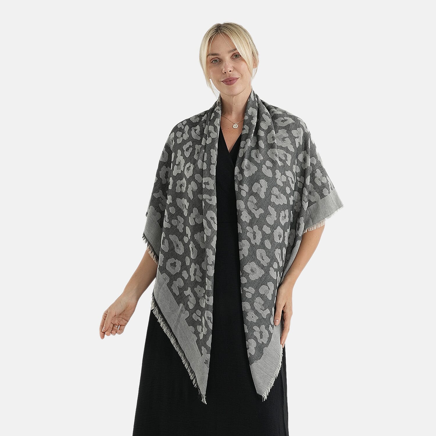 - Maisi 100% Cotton Printed Square Scarf (140 x 140 cm) - Black