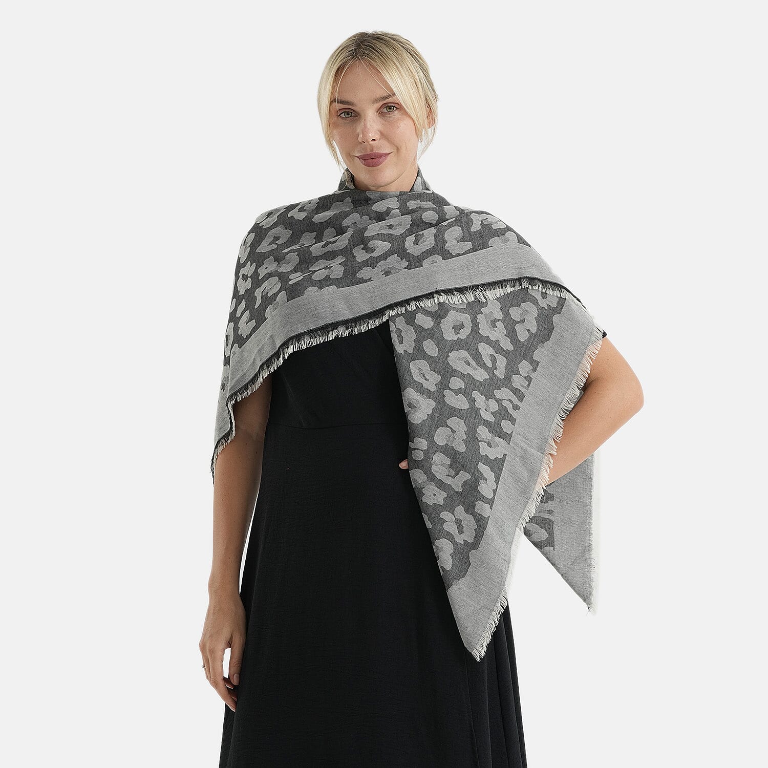 - Maisi 100% Cotton Printed Square Scarf (140 x 140 cm) - Black