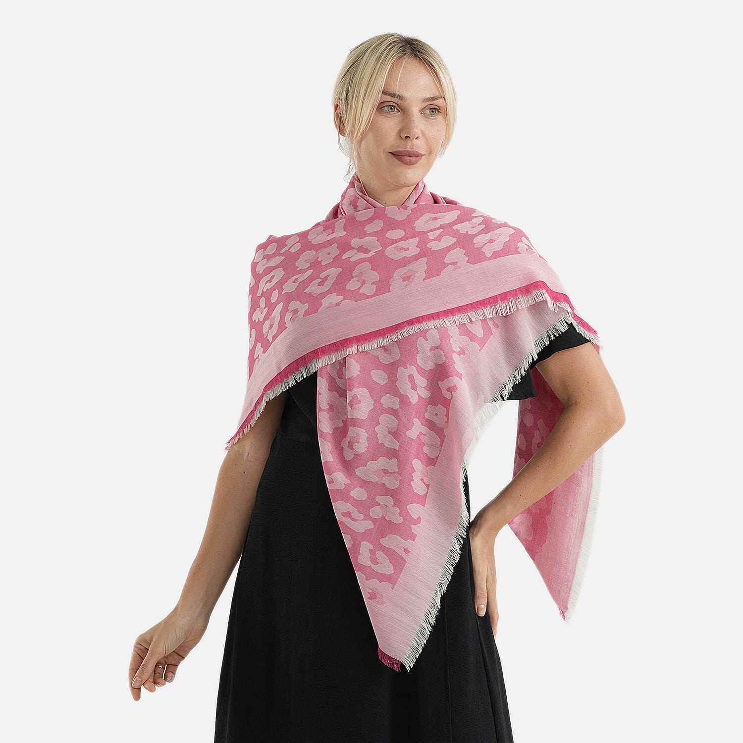 - Maisi 100% Cotton Printed Square Scarf (140 x 140 cm) - Pink
